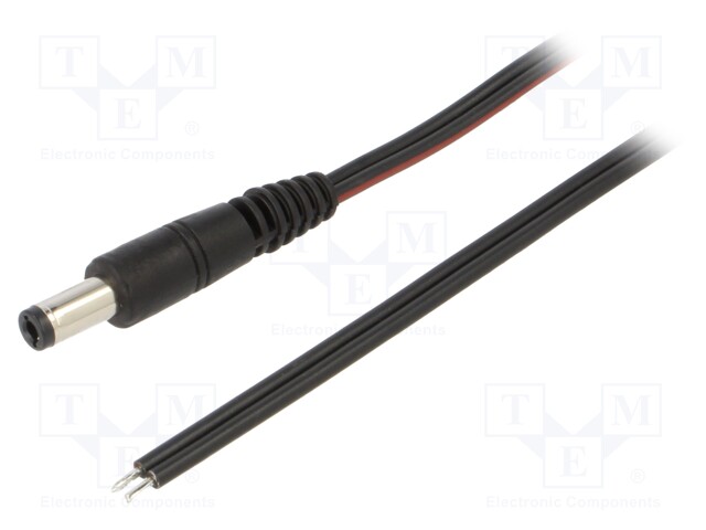 Cable; wires,DC 5,5/2,5 plug; straight; 0.75mm2; black; 1.5m