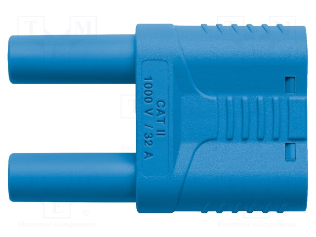 Stackable safety shunt; banana 4mm socket,banana 4mm plug x2