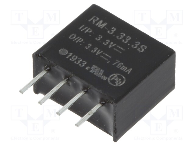 Converter: DC/DC; 0.25W; Uin: 2.97÷3.63V; Uout: 3.3VDC; Iout: 75mA