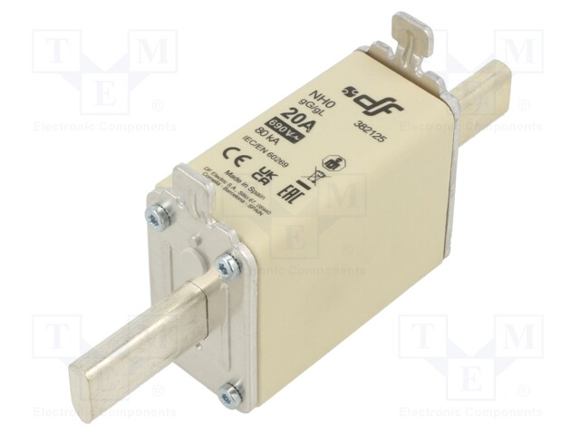 Fuse: fuse; gG; 20A; 690VAC; 440VDC; ceramic; NH0