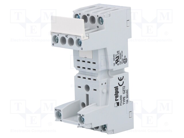 Socket; PIN: 8; 12A; 300VAC; Mounting: DIN,on panel; Series: R2,R2N