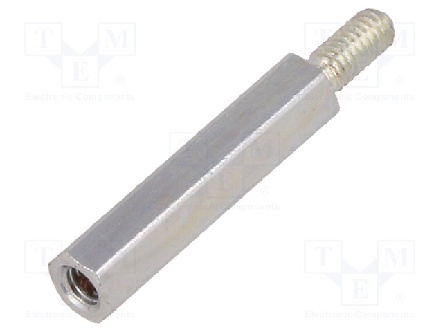 Screwed spacer sleeve; Int.thread: M2,5; 18mm; Ext.thread: M2,5