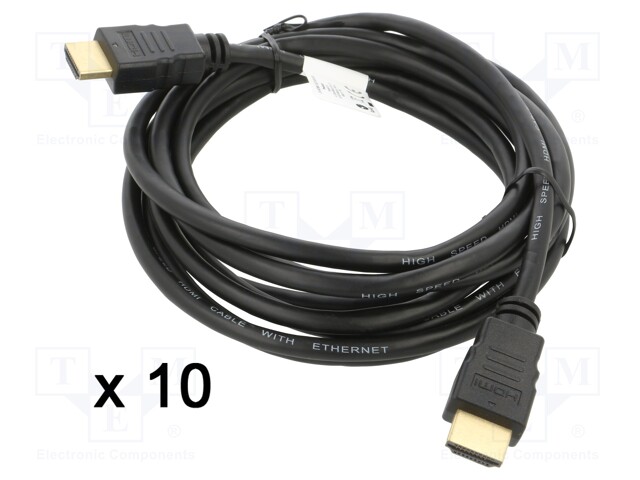 Cable; HDMI 1.4; HDMI plug,both sides; PVC; 3m; black; 30AWG