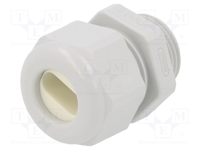 Cable gland; M20; IP65; Mat: polyamide; grey; Holes no: 1; 14x6mm