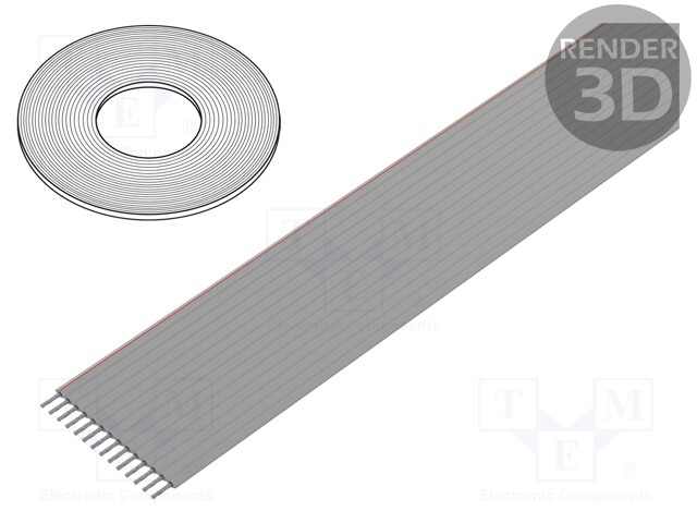 Wire: ribbon; 1.27mm; stranded; Cu; 12x26AWG; unshielded; PVC; grey