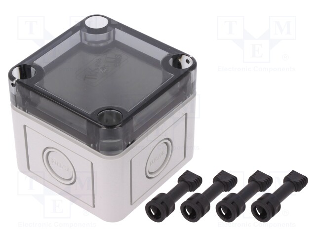 Enclosure: multipurpose; X: 65mm; Y: 65mm; Z: 57mm; TK PC; grey; IP66