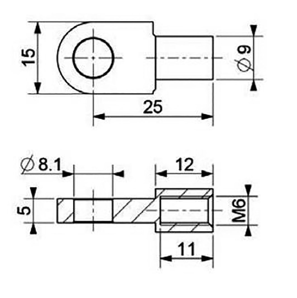 Mounting element for gas spring; Mat: zinc plated steel; 8.1mm