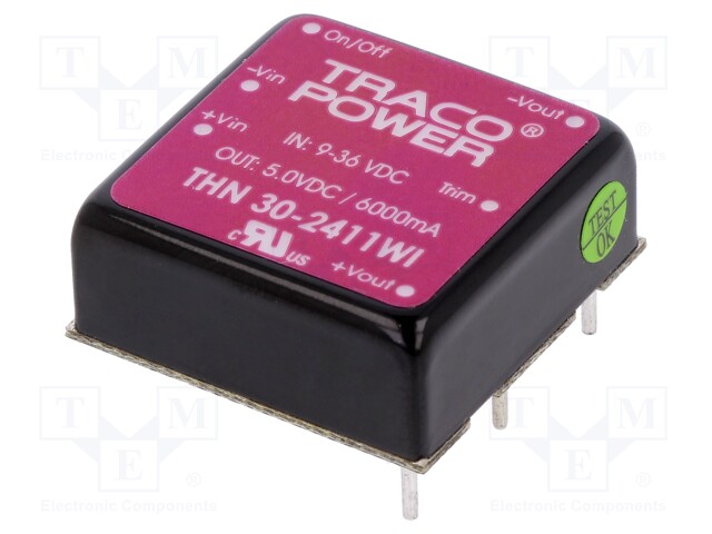 Converter: DC/DC; 30W; Uin: 9÷36V; 5VDC; Iout: 6000mA; 1"x1"; 16.5g