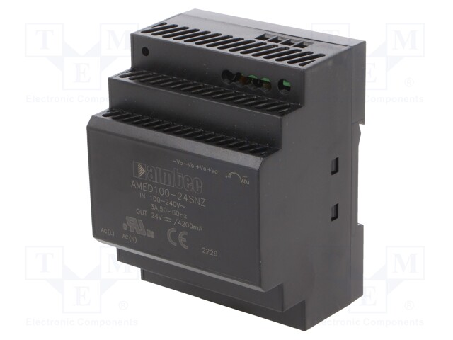 Power supply: switched-mode; 100.8W; 85÷264VAC; 24VDC; Iout: 4.2A