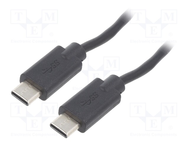 Cable; USB 2.0; USB C plug,both sides; 3m; Colour: black