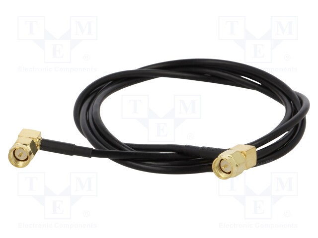 Cable; 50Ω; 1m; SMA plug,both sides; black; angled