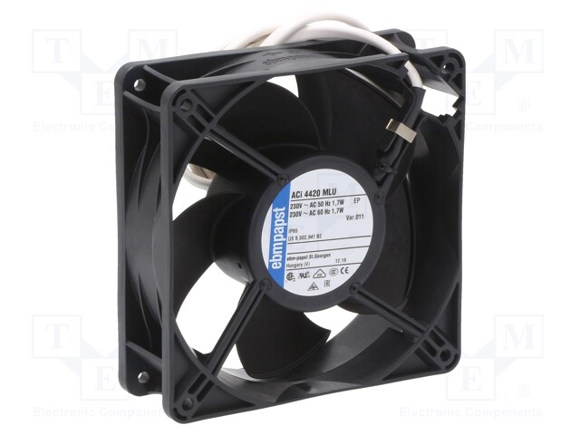 Fan: EC; axial; 230VAC; 119x119x38mm; 100m3/h; ball bearing; IP65