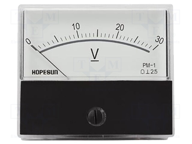 Voltmeter; analogue; on panel; 0÷30V; Class: 2,5; 70x60mm