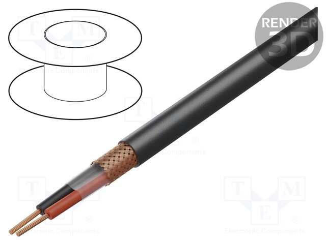 Wire: loudspeaker cable; 2x1,5mm2; stranded; OFC; black; shielded