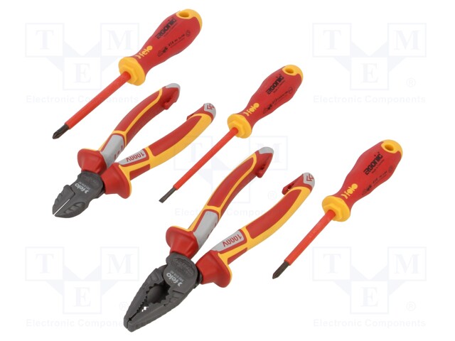 Kit: pliers, insulation screwdrivers; for electricians; 1kV