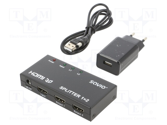 Splitter; black; Input: DC socket,HDMI socket