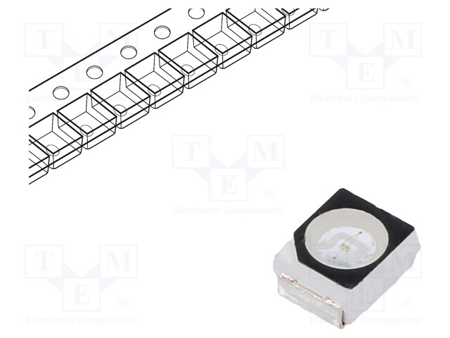 LED; SMD; 3528,PLCC2; blue; 500÷750mcd; 3.5x2.8x1.7mm; 120°; 20mA