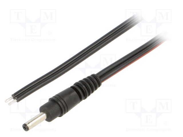 Cable; wires,DC 1,3/3,5 plug; straight; 0.75mm2; black; 1.5m