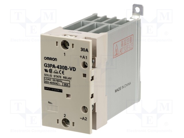 Relay: solid state; Ucntrl: 12÷24VDC; 30A; 200÷480VAC; -30÷80°C