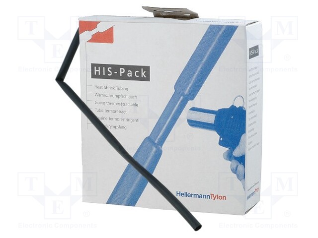 Heat shrink sleeve; 3: 1; 6mm; L: 5m; black; Package: reel