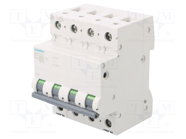 Circuit breaker; 400VAC; Inom: 16A; Poles: 3+N; DIN; Charact: B; 6kA