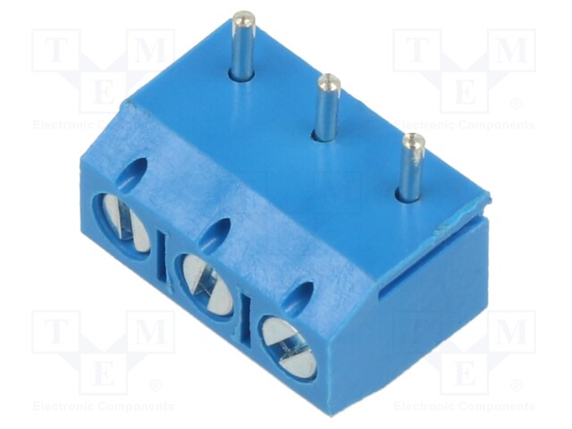 PCB terminal block; straight; 5mm; ways: 3; on PCBs; terminal; blue