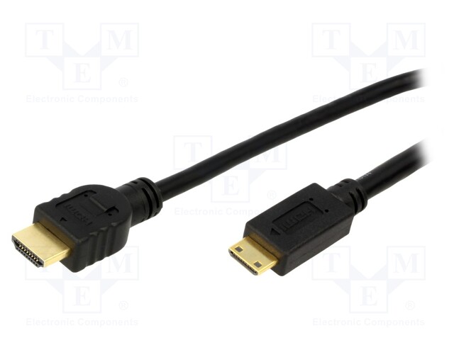 Cable; HDMI 1.4; HDMI mini plug,HDMI plug; 1.5m; black