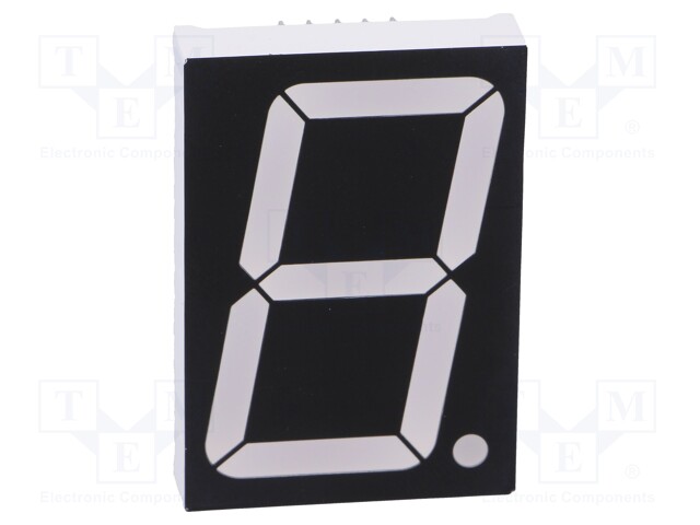 Display: LED; 7-segment; 38.1mm; 1.5"; No.char: 1; red; 60mcd; anode