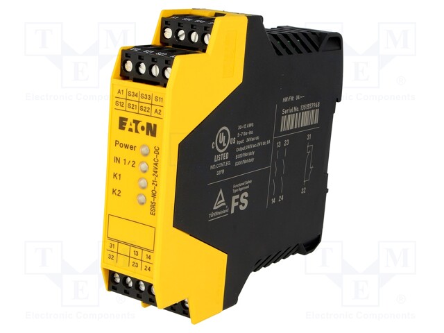 Module: safety relay; Series: ESR5; 24VDC; 24VAC; IN: 2; -20÷55°C