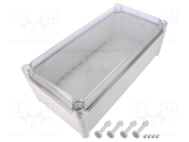 Enclosure: multipurpose; X: 188mm; Y: 378mm; Z: 130mm; SOLID; grey