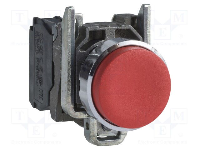 Industrial Pushbutton Switch, Harmony Series, 22.5 mm, SPST-NC, Momentary, Round Raised, Red