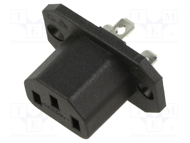 IEC Power Connector, IEC C13 Outlet, 15 A, 250 VAC, Quick Connect, Flange Mount, 4787.2 Series