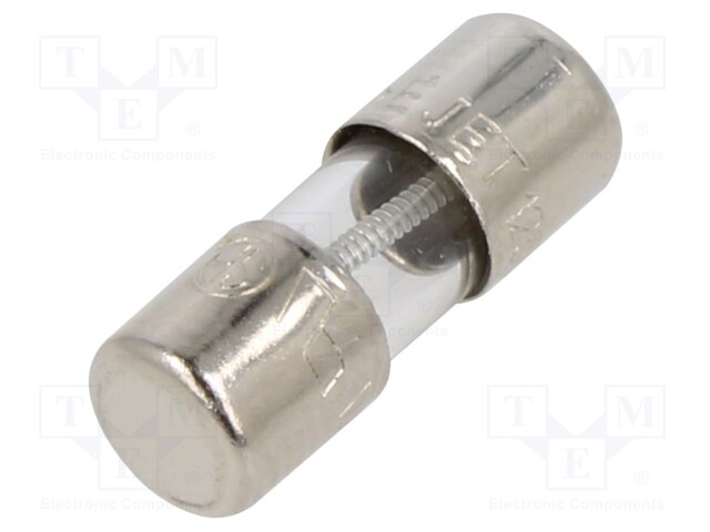 Fuse: fuse; time-lag; 1A; 350VAC; cylindrical,glass; 5x15mm; brass