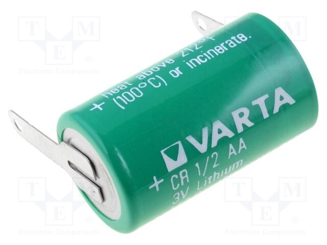 Battery: lithium; 3V; 1/2AA,1/2R6; soldering lugs; Ø14.6x25mm