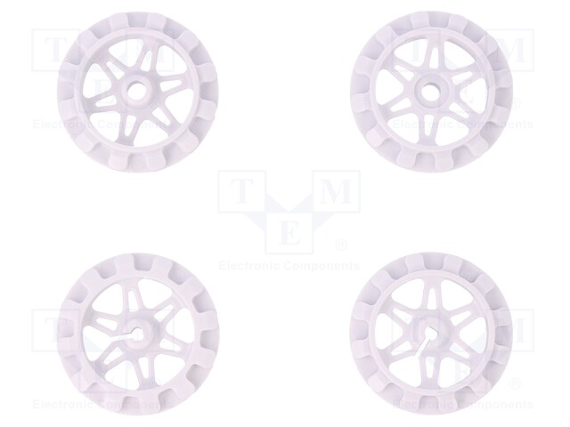 Wheel; white; Shaft: D spring; Pcs: 4; push-in,screw; Ø: 35mm