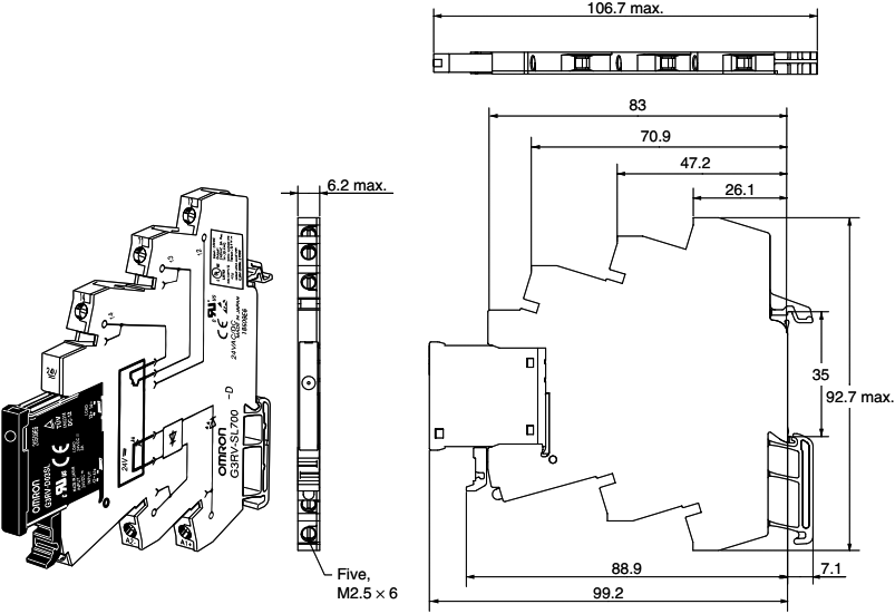 Relay: interface; SPST-NO; Ucoil: 24VDC; 2A; triac; Mounting: DIN