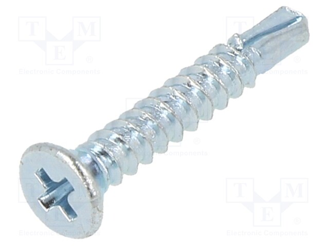 Screw; for metal; 2,9x19; Head: countersunk; Phillips; zinc