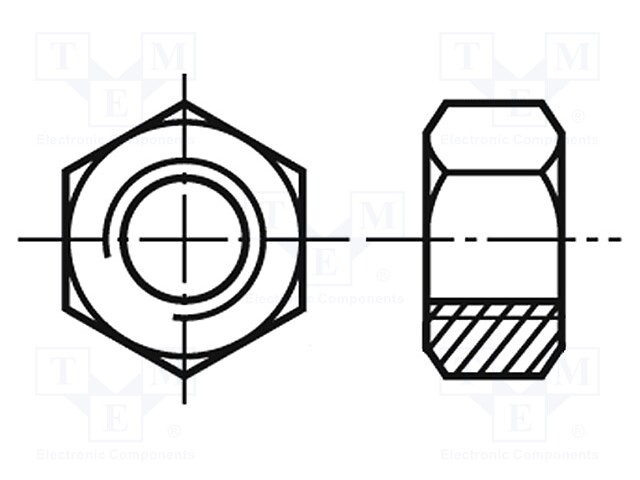 Nut; hexagonal; M6; polyamide; H: 4.6mm; 10mm; DIN: 555