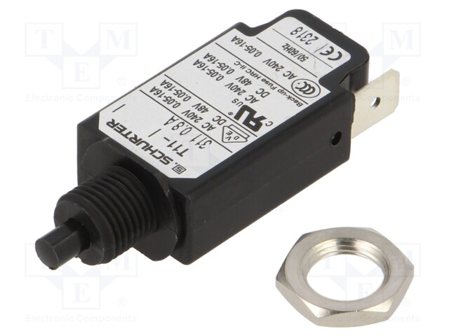 Circuit breaker; Urated: 240VAC; 48VDC; 0.8A; SPST; Poles: 1; screw