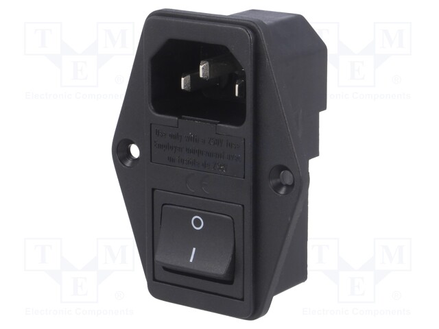 Connector: AC supply; socket; male; 10A; 250VAC; IEC 60320; C14 (E)