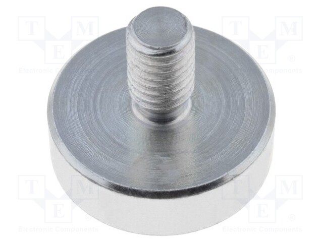 Magnet: permanent; neodymium; H: 6mm; 140N; Ø: 20mm; Ext.thread: M6