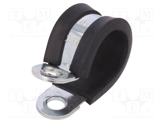 Fixing clamp; ØBundle : 19mm; W: 15mm; steel; Cover material: EPDM