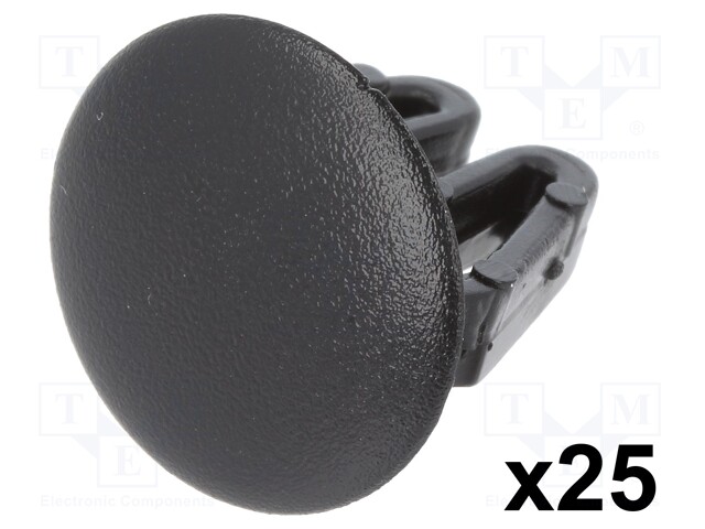 Stopper; 25pcs; universal; L: 15.6mm; polyamide; black; push-in