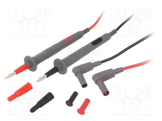 Test lead; silicone; 1m; 20A; black,red; 2x test lead; Ø: 4mm