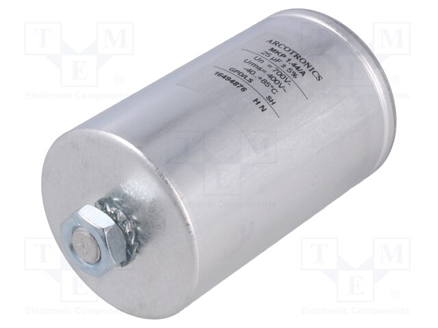 Capacitor: polypropylene; 25uF; Leads: M10 screws; ESR: 3mΩ; C44A