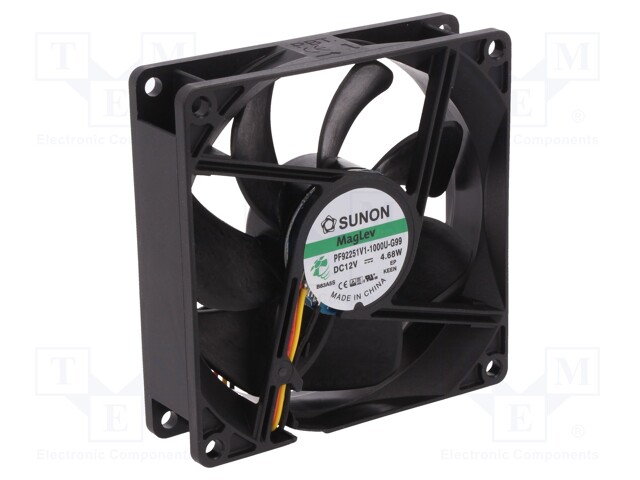 Fan: DC; axial; 12VDC; 92x92x25mm; 126.75m3/h; 45.5dBA; Vapo; 24AWG