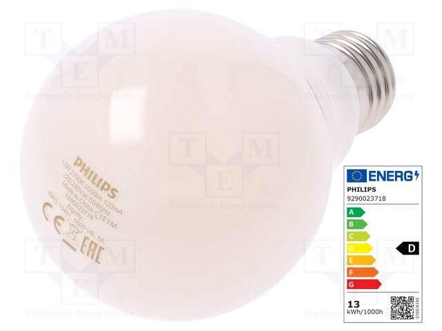 LED lamp; warm white; E27; 230VAC; 2000lm; 13W; 2700K; CRImin: 80