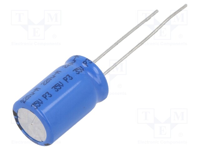 Capacitor: electrolytic; 220uF; 35VDC; Ø10x16mm; ±20%; -40÷85°C