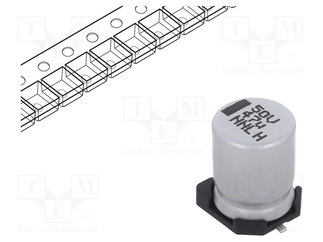 SMD Aluminium Electrolytic Capacitor, Radial Can - SMD, 47 µF, 50 V, 150 CRH Series