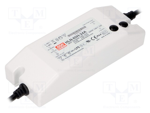 Power supply: switched-mode; LED; 60W; 24VDC; 22÷27VDC; 1.5÷2.5A